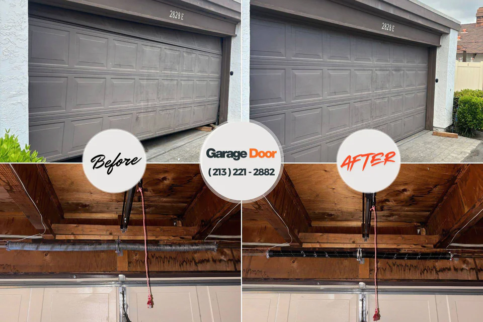 Before and after: garage door repair Old Bethpage, NY